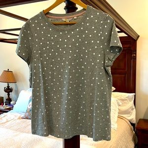Boden gray t-shirt with silver polka dots! Size L new with tag
